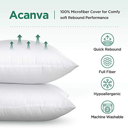 Acanva Decorative Square Throw Pillow Inserts for Sofa Bed Couch & Chairs, 24x24(4 Count), White