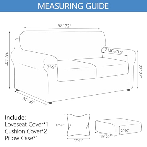 Stretch Printed Sofa Cover Couch Covers, 4-Piece Loveseat Slipcovers with 2 Separate Cushion Cover & 1 Pillow Case, Washable Spandex Furniture Protector for Living Room(Loveseat, Butterfly)