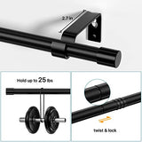 Curtain Rods for Windows 28 to 48 inch, Black Curtain Rod 2 Pack, 5/8" Diameter Metal Curtain Rod Set of 2 with Brackets, Splicing Adjustable Curtain Rod for Bedroom, Living Room, Kitchen, Black