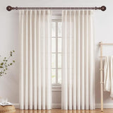 Wood Curtain Rods for Windows 28 to 48 Inches,1 inch Heavy Duty Window Curtain Rods with Imitation Wood Grain Finials,Decorative Drapery Rods Adjustable, 28"-58"(2.3-4.8ft), Bronze Wood