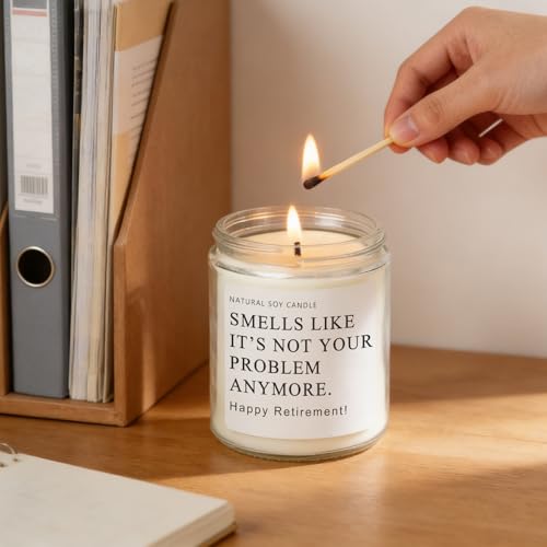 Retirement Gifts for Woman Men, Happy 2026 Retirement Candle, Funny Retired Farewell Gifts for Coworkers, Teacher, Nurse, Boss, Friends - Lavender Scented (7oz)