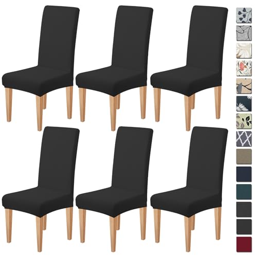 Dioxide High Stretch Chair Covers for Dining Chairs, Washable Dining Chair Covers Set of 6, Soft Dining Chairs Seat Covers, Parsons Chair Slipcover Protectors for Home Hotel Restaurant Banquet