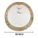 48 Inch Christmas Tree Skirt White Thick Luxury Quilted Cotton with Burlap Decoration for Merry Christmas Party Christmas Tree Skirt Decorations