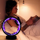 Runyansghi Amethyst Night Lamp 8.6'' Natural Healing Crystal Bedside USB Port 3 Colours Dimming Mode Bedroom Suitable Light for Living Room Office Home Decor Ideal Gift