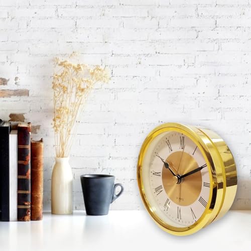 3.5in Round Clock Insert Gold/Silver Trim Perspective Clock for Decor Enthusiasts Exquisite Workmanship