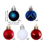 HipTree Mini Patriotic 4th of July Tree Ornaments Decorations,30ct 1.18 Inch Red White Blue Christmas Ornaments Set for Tree,Baubles for Memorial Day, Independence Day,Veterans Day, Flag Day