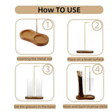Incense Holder, Hang Upside Down Incense Sticks Burner Holder Storage with Glass Ash Catcher,Ideal Gift (Brown)