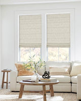UNISHADES No Tools No Drill Cordless Roman Shades for Indoor Windows 100% Blackout, for Window Size 35" W × 64" H Beige