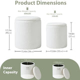 Round Ottoman with Storage Set of 2, Storage Vanity Stool