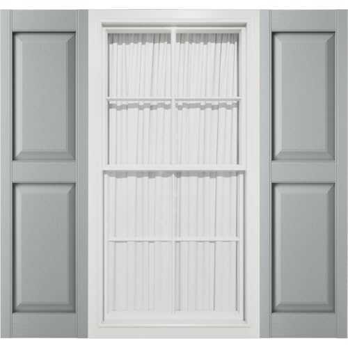 14 3/4"W x 47"H Mid-America Vinyl, Standard Size Williamsburg Double Panel Shutters, w/Installation Shutter-Lok's & Matching Screws (Per Pair), 945 - Platinum