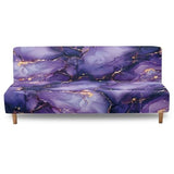Purple Marble Futon Cover Stretch Armless Sofa Covers Sofa Bed Covers Futon Slipcover Furniture Protector for Living Room Home Decor Washable