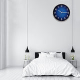 Navy Blue Wall Clock, Quality Quartz Silent Non-Ticking Battery Operated, 12" Modern Round Wall Clocks for Living Room Bedroom Kitchen Home Wall Decor(LJ)