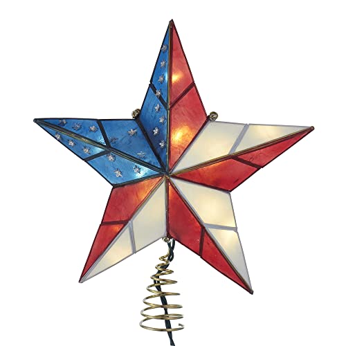 Kurt Adler UL 10L Capiz American Flag Inspired Star Treetop