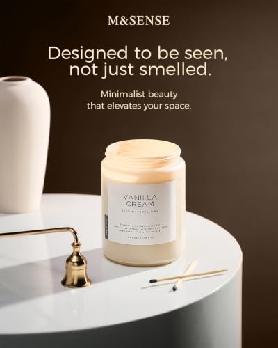M&SENSE Large Vanilla Scented Candles for Home, 19.4oz Organic Soy Wax