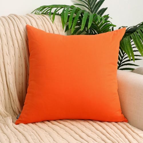 6 Pack Decorative 100% Cotton Pillow Covers Square Cushion Cover Solid DIY Throw Pillowcase for Home Bed Sofa Halloween Christmas,Orange,6 Pack-20" x 20"/50x50cm