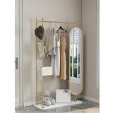 Floor Marble Floor-Length Full-Length Mirror Coat Rack for Bedroom Multi-Functional Dressing Mirror(Gold)