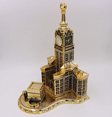 Modefa Islamic Turkish Table Decor Showpiece Gift Sculpture Figure Arabic 99 Names of Allah Kaba Clock Tower Replica Gold