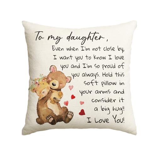 AVOIN colorlife to My Daughter Throw Pillow Cover, 18 x 18 Inch Christmas Daughter Gift Lady Girls Birthday Cushion Case from Mum Dad