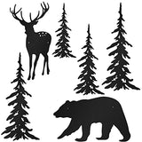 Moxweyeni 6 Pcs Black Metal Wall Decor-deer Bear Pine Tree Forest Rustic Wall Decor for Bedroom Kitchen Living Room Dining Room(Black)
