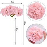 10Pcs Artificial Hydrangea Flowers Blush Heads Fake Hydrangea Silk Flowers for Wedding Centerpieces Bouquets DIY Floral Decor Home Decoration with Stems(VASE NOT Included)
