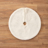 Balsam Hill Lodge Faux Fur Christmas Tree Skirt - Premium Rustic and Luxurious Fur Accents in Brown and Ivory for Tree Decor, Ivory, 72"