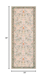 Boho Floral Birds Laundry Room Rug Runner 2x5, Washable Kitchen Runner Rug Non Skid, Soft Flower Indoor Carpet Runner for Bathroom Entrance Entryway Bedroom Dorm, Olive Green