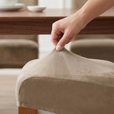 Deisy Dee Stretch XL/Oversized Extra Large Velvet Dining Room Chair Covers for Kitchen Dining，Removable Washable Chair Protectors Slipcovers (Khaki, 2)