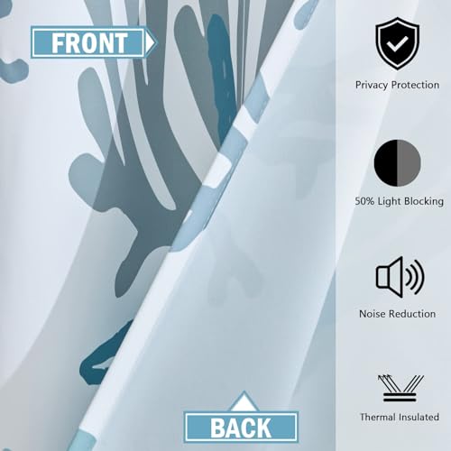 Tritard Coastal Window Curtains Grommet Drapes Nautical Beach Themed Thermal Insulating 50% Light Blocking Privacy Curtain for Living Room, Bedroom 2 Panels Set, 52x84 Inches