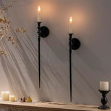 Tim&Lin Wall Sconce Candlestick Holder Set of 2, Large Black Scepter Gothic Design Metal Wall Candle Holder, Home Wall Decoration for Living Room, Bathroom, Dining Room