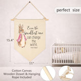 Even The Smallest One Can Change The World-Easter Peter Rabbit Canvas Hanging Pennant Flag Wall Sign Decor Gifts for Baby Kids Girls Nursery,Kids Room Playroom Decor
