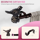 Curtain Rods for Window 18 to 45 Inches Vintage Bronze Curtain Rod with Bird Finials Adjustable Drapery Rod Heavy Duty Curtains Rods for Living Room Kitchen Window