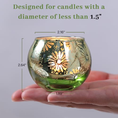 Green Mercury Glass Votive Candle Holders Set of 12