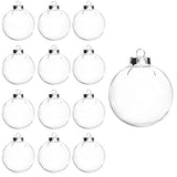 12 Pcs DIY Clear Plastic Fillable Balls Ornament, 2.36Inch Christmas Balls for Christmas, Halloween, Birthday, Wedding Decor, Crafts Decorations (60 mm)