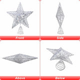 6 Inch Mini Silver Christmas Tree Star Christmas Tree Topper Small Star for Christmas Tree Metal Glitter Xmas Tree Topper for 3 4 ft Tree Pencil Christmas Trees Decorations