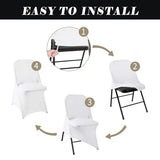 12 PCS Waterproof Stretch Spandex Folding Chair Covers, Dining Room Chair Slipcovers Protector for Wedding, Banquet, Party, Holidays, Celebration and Decoration（White）