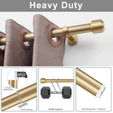 Heavy Duty Curtain Rods, 1 1/8 Inch Diameter Single Curtain Rod 144-240Inch(12-20ft) Extendable Length for Large Windows with End Caps Adjustable Modern Brackets-Warm Gold