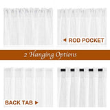 NICETOWN White Linen Sheer Curtains and Drapes 84 inches Long, Rod Pocket & Back Tab semitransparent with Light Through Vertical Window Treatments for Sliding Glass Door & Living Room, 52"W, Set of 2