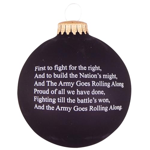 Christmas by Krebs 3 1/4" (80mm) Made in The USA Designer Seamless Patriotic Logo and Hymn Glass Christmas Ball Keepsake Ornament, Army