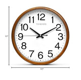TIMESS Wall Clock, Classic Wood Style Finish, 11 Inch Non-Ticking Silent Battery Operated Analog Clock, Ideal Retro Decor for Home, Bedroom, Living Room, Kitchen, Bathroom, Office(Wood Yellow)