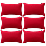 6 Pack Decorative 100% Cotton Pillow Covers Rectangle Cushion Cover Solid DIY Halloween Throw Pillowcase for Home Sofa Bedroom,Red,6 Pack-12" x 20"/30x50cm (ONLY Covers, NOT Insert)