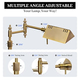Dimmable Pharmacy Floor Lamp with Remote, 17W Gold LED Reading Floor Lamp with 360°Swing Arm, 3 Color Temperature, Height Adjustable Standing Task Lamp for Living Room, Bedroom, Office, Antique Brass