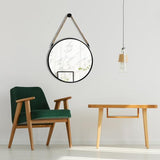 POZINO Round Hanging Mirror with Rope, 15" Circle Wall Mirror with Black Metal Frame, Farmhouse Decorative Mirror for Entryway, Living Room, Fireplace, Bedroom, Bathroom