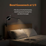 LEPOWER Clip on Light/Reading Lights/Book Light/Desk Lamp Color Changeable/Night Lights Clip on for Desk, Bed Headboard and Computers, Adapter Included (Black) Metal