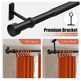 1 Inch Curtain Rods for Windows, 32 to 86 Inch Black Rustic Curtain Rod Set, Modern Design Drapery Tubes with Brackets Room Divider, For Indoor and Outdoor