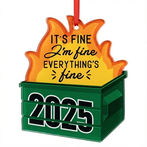 PETCEE Dumpster Fire Funny Christmas Ornaments 2025 - Hilarious Funny Acrylic Christmas Decor Unique Inappropriate Gifts for Adults Family Friends Coworkers Novelty 2025 Christmas Ornaments