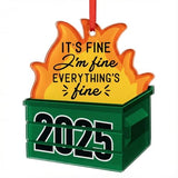 PETCEE Dumpster Fire Funny Christmas Ornaments 2025 - Hilarious Funny Acrylic Christmas Decor Unique Inappropriate Gifts for Adults Family Friends Coworkers Novelty 2025 Christmas Ornaments