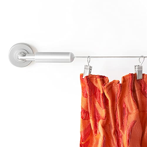 Wire Curtain Hanging System - 16ft Stainless Steel Room Divider Rod | Willow & Eva