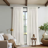 KOUFALL Linen Curtains 96 Inches Long 2 Panels Set, Boho Modern Farmhouse Decor Drapes for Living Room, 8FT Cream Ivory Natural Pottery Earth Tone Sheer Floor to Ceiling Curtains for Barn Furniture