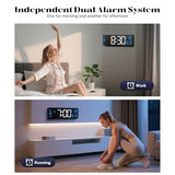 Digital Wall Clocks for Classroom, 16" Large Display Digital Electric Clock with Remote Control, Date, Week, Alarm, Temperature, Night Light for Living Room, Bedroom, Gym, Office(Blue)