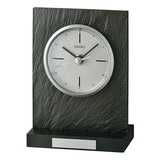 SEIKO QXG153NLH Faux Slate Non Ticking Desk Clock, Dark Gray, 6 x 4 Inches